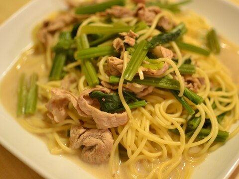 ほうれん草と豚肉のカンタン♪生クリームパスタ